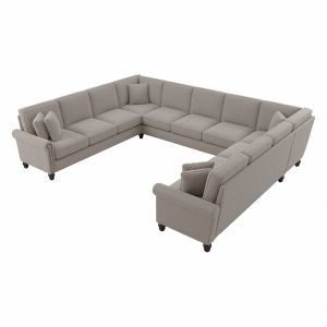 Bush Furniture - Coventry 137W U Shaped Sectional Couch in Beige Herringbone - CVY135BBGH-03K