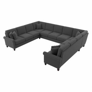 Bush Furniture - Coventry 137W U Shaped Sectional Couch in Charcoal Gray Herringbone - CVY135BCGH-03K