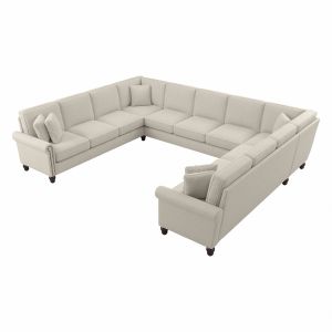 Bush Furniture - Coventry 137W U Shaped Sectional Couch in Cream Herringbone - CVY135BCRH-03K
