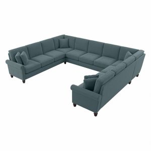 Bush Furniture - Coventry 137W U Shaped Sectional Couch in Turkish Blue Herringbone - CVY135BTBH-03K