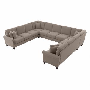 Bush Furniture - Coventry 137W U Shaped Symmetrical Sectional in Tan Microsuede Fabric - CVY135BTNM-03K