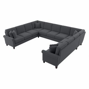 Bush Furniture - Coventry 137W U Shaped Symmetrical Sectional in Dark Gray Microsuede Fabric - CVY135BDGM-03K