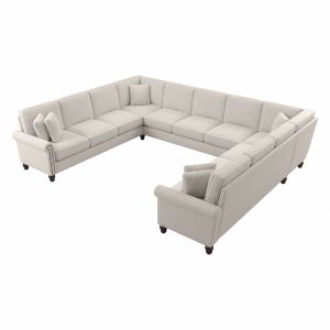 Bush Furniture - Coventry 137W U Shaped Symmetrical Sectional in Light Beige Microsuede Fabric - CVY135BLBM-03K