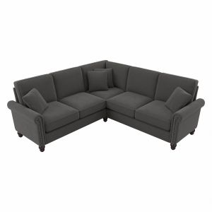 Bush Furniture - Coventry 87W L Shaped Sectional Couch in Charcoal Gray Herringbone - CVY86BCGH-03K