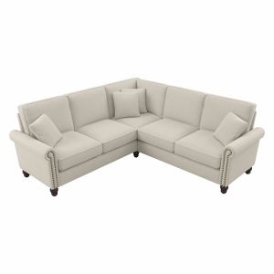 Bush Furniture - Coventry 87W L Shaped Sectional Couch in Cream Herringbone - CVY86BCRH-03K