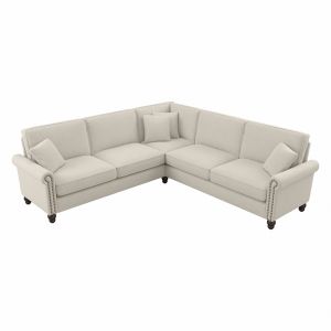 Bush Furniture - Coventry 99W L Shaped Sectional Couch in Cream Herringbone - CVY98BCRH-03K