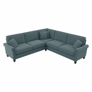 Bush Furniture - Coventry 99W L Shaped Sectional Couch in Turkish Blue Herringbone - CVY98BTBH-03K