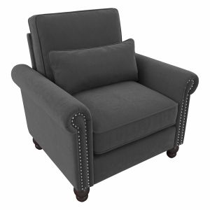 Bush Furniture - Coventry Accent Chair with Arms in Charcoal Gray Herringbone - CVK36BCGH-03