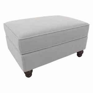 Bush Furniture - Coventry Bun Foot Storage Ottoman in Light Gray Microsuede Fabric - CVO34BLGM-Z