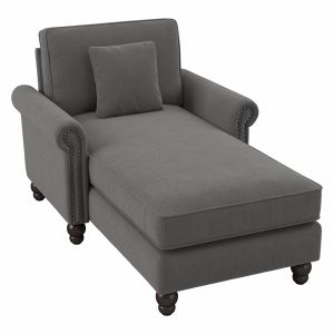 Bush Furniture - Coventry Chaise Lounge with Arms in French Gray Herringbone - CVM41BFGH-03K