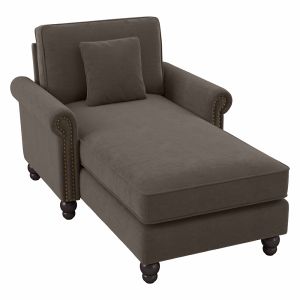 Bush Furniture - Coventry Chaise w Arms in Chocolate Brown Microsuede Fabric - CVM41BCBM-03K