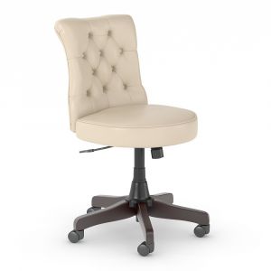 Bush Furniture - Fairview Mid Back Tufted Office Chair in Antique White Leather - FV018AW