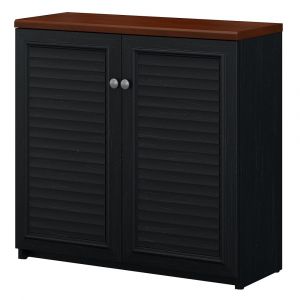Bush Furniture - Fairview Small Storage Cabinet with Doors in Antique Black and Hansen Cherry - WC53996-03