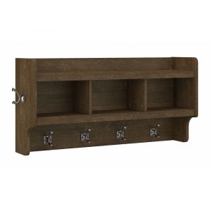 Bush Furniture - Woodland 40W Wall Mounted Coat Rack with Shelf in Ash Brown - WDH340ABR-03