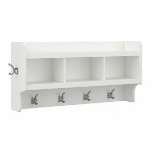 Bush Furniture - Woodland 40W Wall Mounted Coat Rack with Shelf in White Ash - WDH340WAS-03