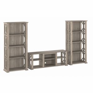Bush Furniture - Homestead 60W TV Stand w Bookcases in Driftwood Gray - HOT012DG