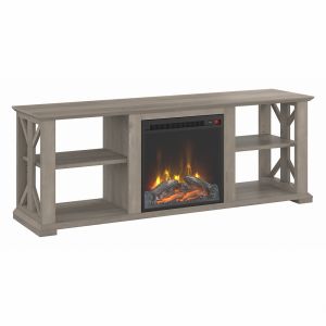 Bush Furniture - Homestead 60W TV Stand w Electric Fireplace Insert in Driftwood Gray - HOT003DG