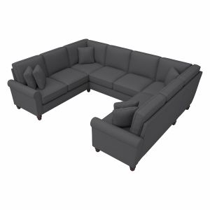 Bush Furniture - Hudson 113W U Shaped Sectional Couch in Charcoal Gray Herringbone - HDY112BCGH-03K