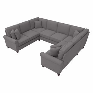 Bush Furniture - Hudson 113W U Shaped Sectional Couch in French Gray Herringbone - HDY112BFGH-03K