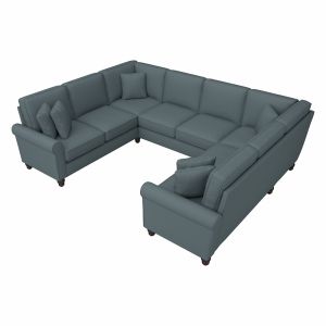 Bush Furniture - Hudson 113W U Shaped Sectional Couch in Turkish Blue Herringbone - HDY112BTBH-03K