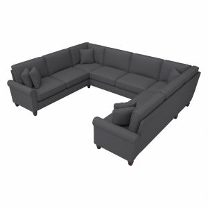 Bush Furniture - Hudson 125W U Shaped Sectional Couch in Charcoal Gray Herringbone - HDY123BCGH-03K
