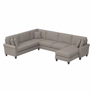 Bush Furniture - Hudson 128W U Shaped Sectional Couch with Reversible Chaise Lounge in Beige Herringbone - HDY127BBGH-03K