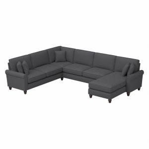 Bush Furniture - Hudson 128W U Shaped Sectional Couch with Reversible Chaise Lounge in Charcoal Gray Herringbone - HDY127BCGH-03K