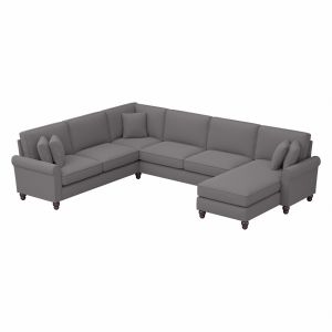 Bush Furniture - Hudson 128W U Shaped Sectional Couch with Reversible Chaise Lounge in French Gray Herringbone - HDY127BFGH-03K