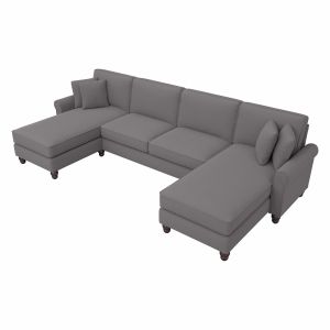 Bush Furniture - Hudson 131W Sectional Couch with Double Chaise Lounge in French Gray Herringbone - HDY130BFGH-03K