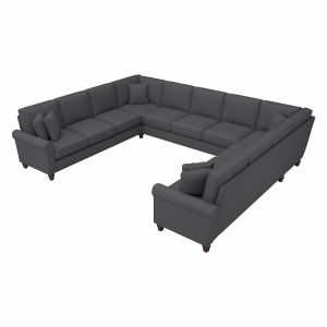 Bush Furniture - Hudson 137W U Shaped Sectional Couch in Charcoal Gray Herringbone - HDY135BCGH-03K