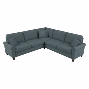 Bush Furniture - Hudson 99W L Shaped Sectional Couch in Turkish Blue Herringbone - HDY98BTBH-03K