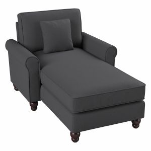 Bush Furniture - Hudson Chaise Lounge with Arms in Charcoal Gray Herringbone - HDM41BCGH-03K