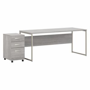 Bush Furniture - Hybrid 72W x 30D Computer Table Desk with 3 Drawer Mobile File Cabinet in Platinum Gray - HYB032PGSU