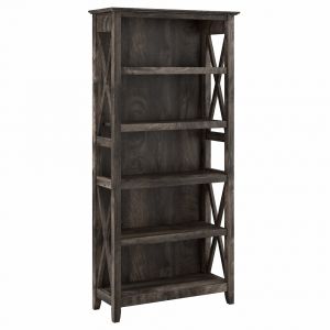 Bush Furniture - Key West 5 Shelf Bookcase in Dark Gray Hickory - KWB132GH-03