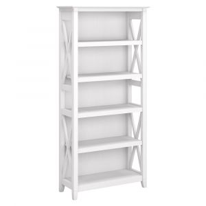 Bush Furniture - Key West 5 Shelf Bookcase in Pure White Oak - KWB132WT-03