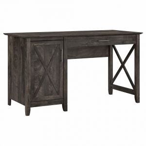 Bush Furniture - Key West 54W Single Pedestal Desk in Dark Gray Hickory - KWD154GH-03