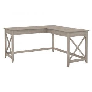 Bush Furniture - Key West 60W L Shaped Desk in Washed Gray - KWD160WG-03