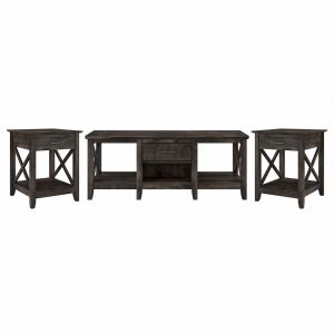 Bush Furniture - Key West Coffee Table with End Tables in Dark Gray Hickory - (Set of 2) - KWS023GH