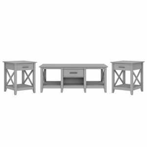 Bush Furniture - Key West Coffee Table with End Tables in Cape Cod Gray - (Set of 2) - KWS023CG