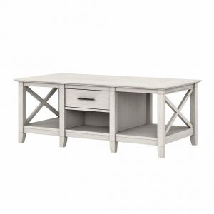 Bush Furniture - Key West Coffee Table with Storage in Linen White Oak - KWT148LW-03