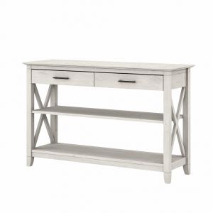 Bush Furniture - Key West Console Table with Drawers and Shelves in Linen White Oak - KWT248LW-03