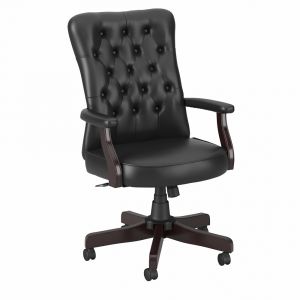 Bush Furniture - Key West High Back Tufted Office Chair with Arms in Black Leather - KWSCH2303BLL-Z