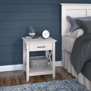 Bush Furniture - Key West Nightstand with Drawer in Pure White Oak - KWT120WT-Z