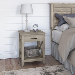 Bush Furniture - Key West Nightstand with Drawer in Washed Gray - KWT120WG-Z