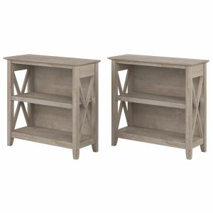 Bush Furniture - Key West Small 2 Shelf Bookcase in Washed Gray - (Set of 2) - KWS053WG