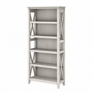 Bush Furniture - Key West Tall 5 Shelf Bookcase in Linen White Oak - KWB132LW-03