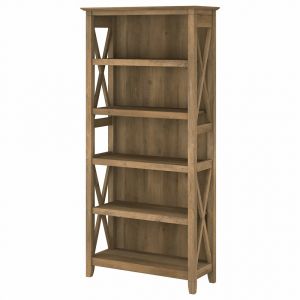 Bush Furniture - Key West Tall 5 Shelf Bookcase in Reclaimed Pine - KWB132RCP-03