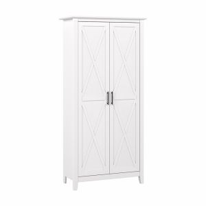 Bush Furniture - Key West Tall Storage Cabinet with Doors in Pure White Oak - KWS266WT-03