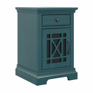 Bush Furniture - Magnitude Small Side Table with Storage and USB Ports in Heirloom Blue - MGT117HBSU