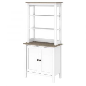 Bush Furniture - Mayfield 5 Shelf Bookcase with Doors in Pure White and Shiplap Gray - MAY019GW2